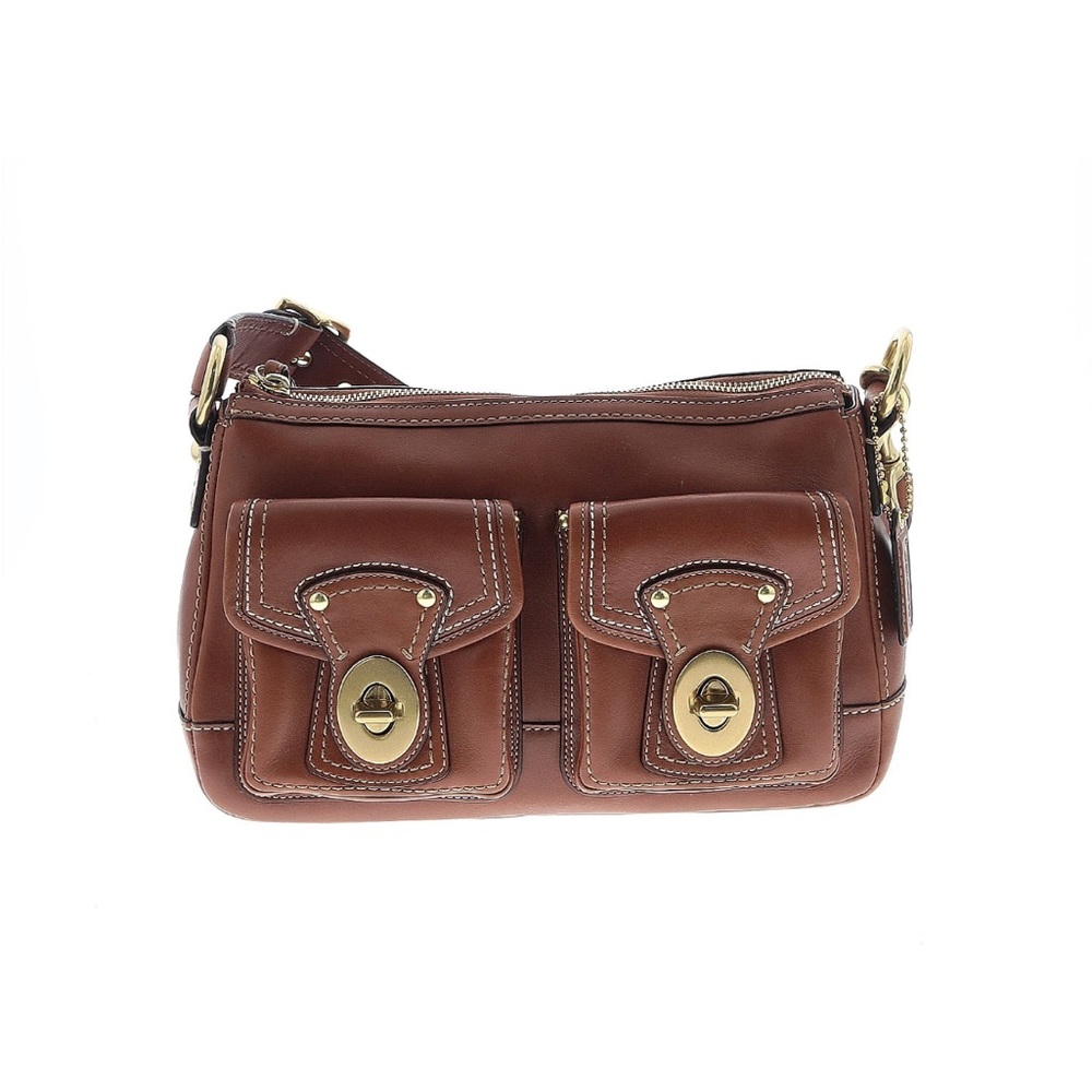Coach Brown Leather Crossbody Bag with Gold Accents